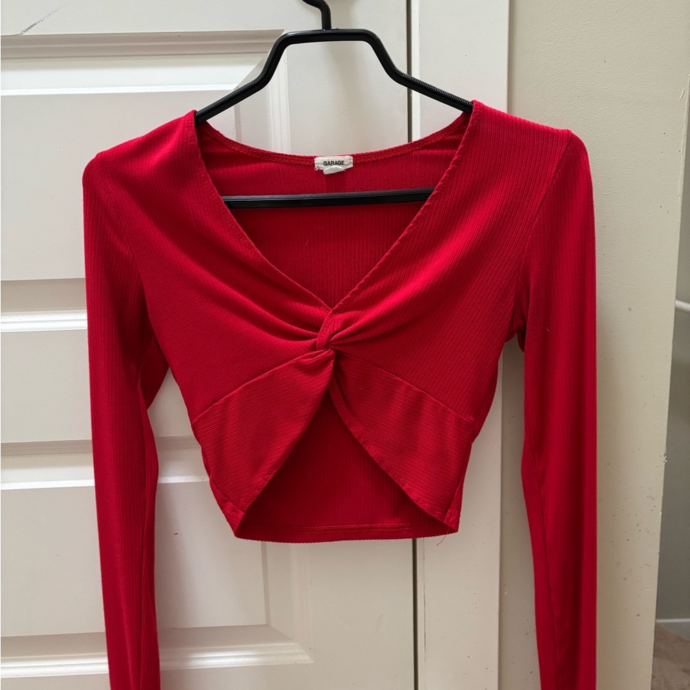 Red Twist-Front Crop Top